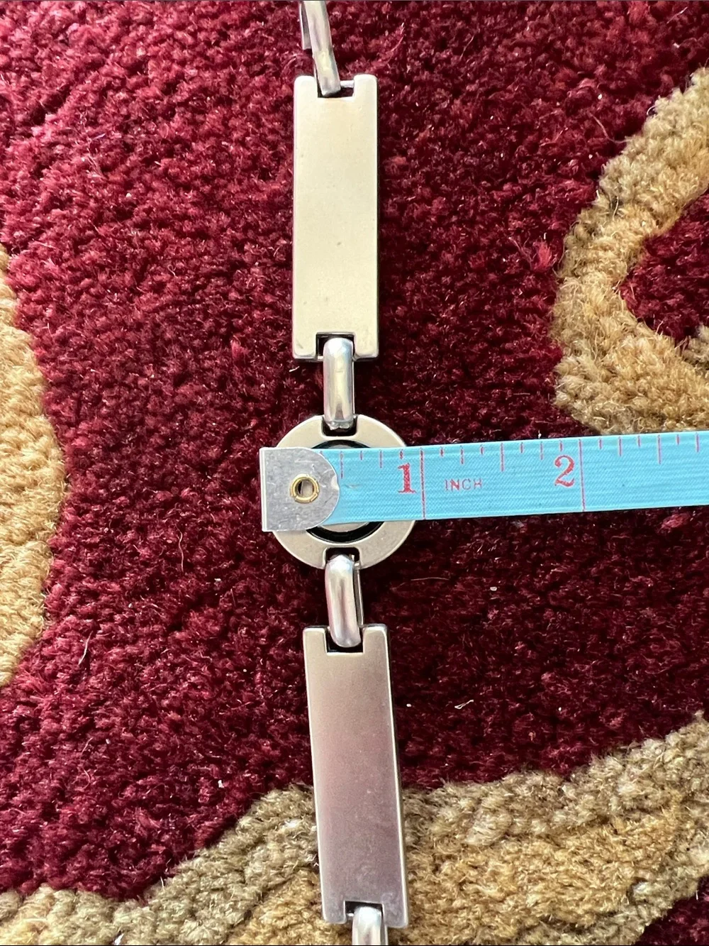 ESCADA Women’s Matted Silver Tone Contempo Bar Target Chain Link Belt